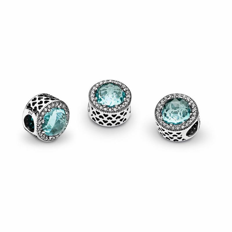 Pandora Radiant Hearts Charm - Sterling Silver/Blue/Mixed Stones/Cubic Zirconia - Canada | MV8339NL